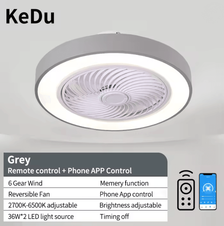 AeroGlow Modern Ceiling Fan Light With Quiet Motor And LED Illumination 7