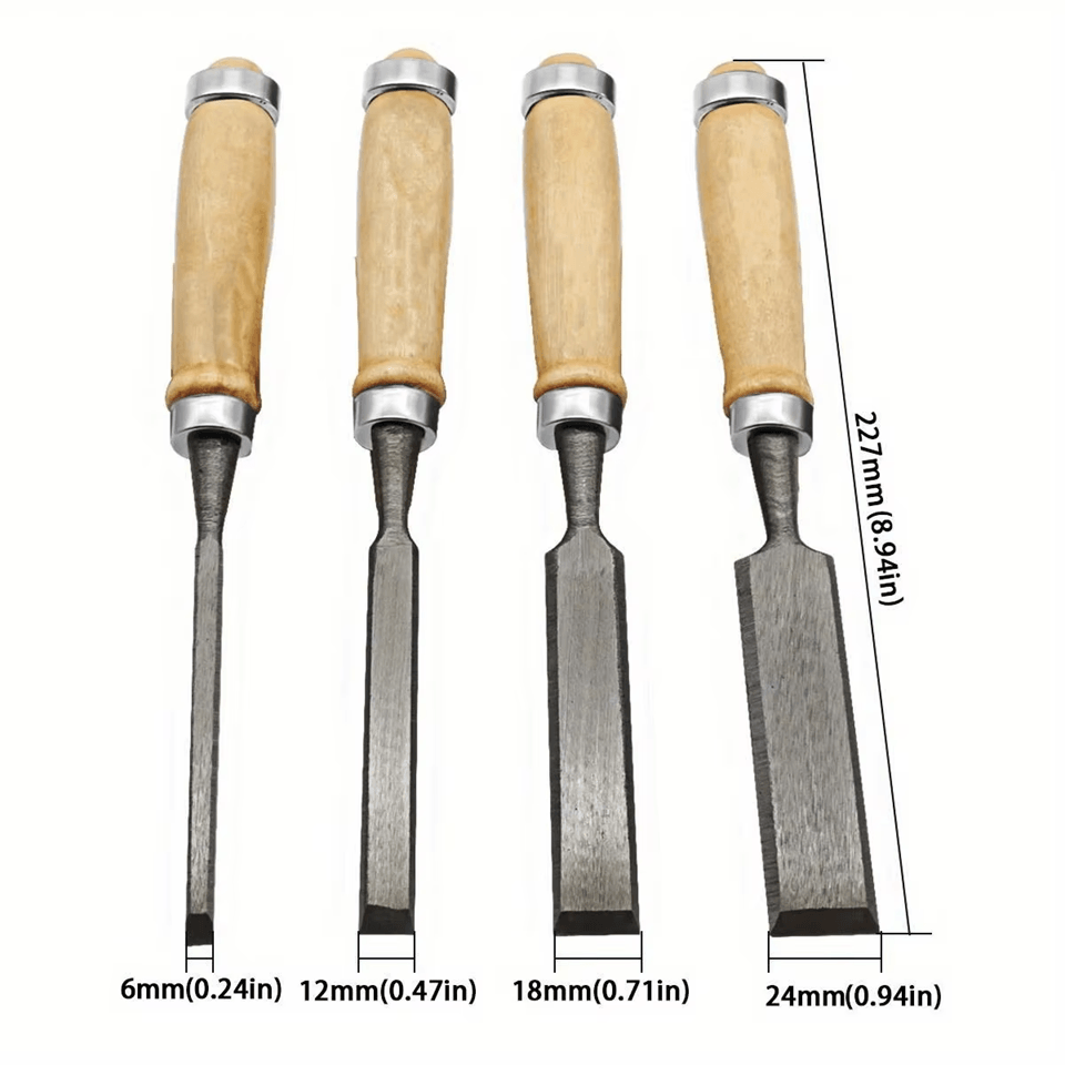 CraftEdge 4 Piece Wood Carving Chisel Set With Beech Handles For Precision Woodworking 1