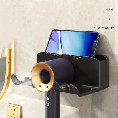 HoldEase Wall Mounted Hair Dryer Holder No Drill Bathroom Organizer 2