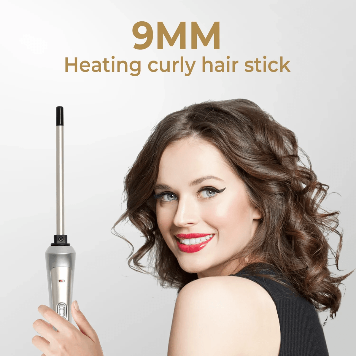 CurlPro 9mm Ceramic Hair Curling Wand For Tight Curls And Salon Styling 1