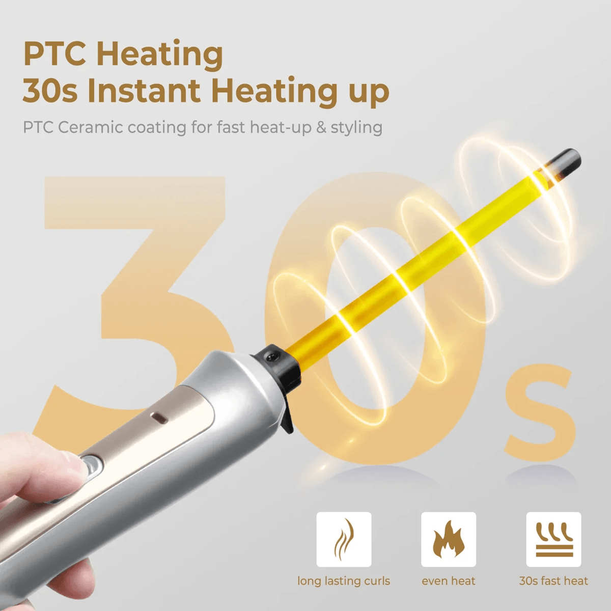CurlPro 9mm Ceramic Hair Curling Wand For Tight Curls And Salon Styling 2