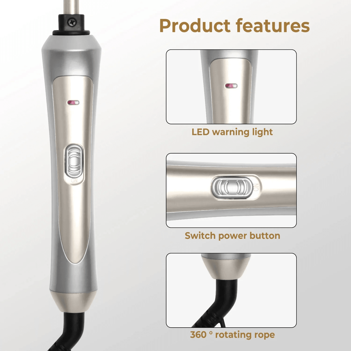 CurlPro 9mm Ceramic Hair Curling Wand For Tight Curls And Salon Styling 3