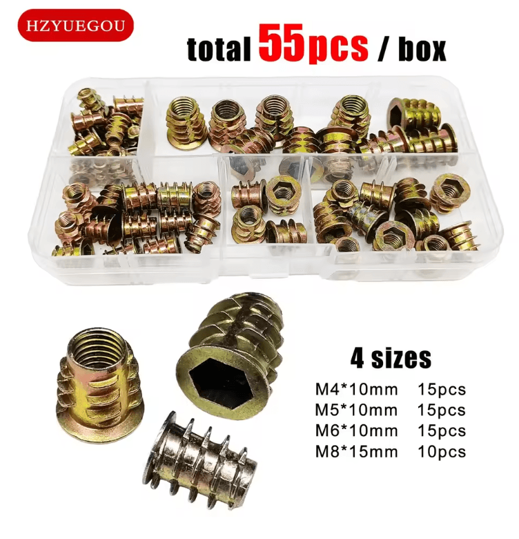FixRight Threaded Insert Nut Kit For Wood Furniture Assembly And Repair 3