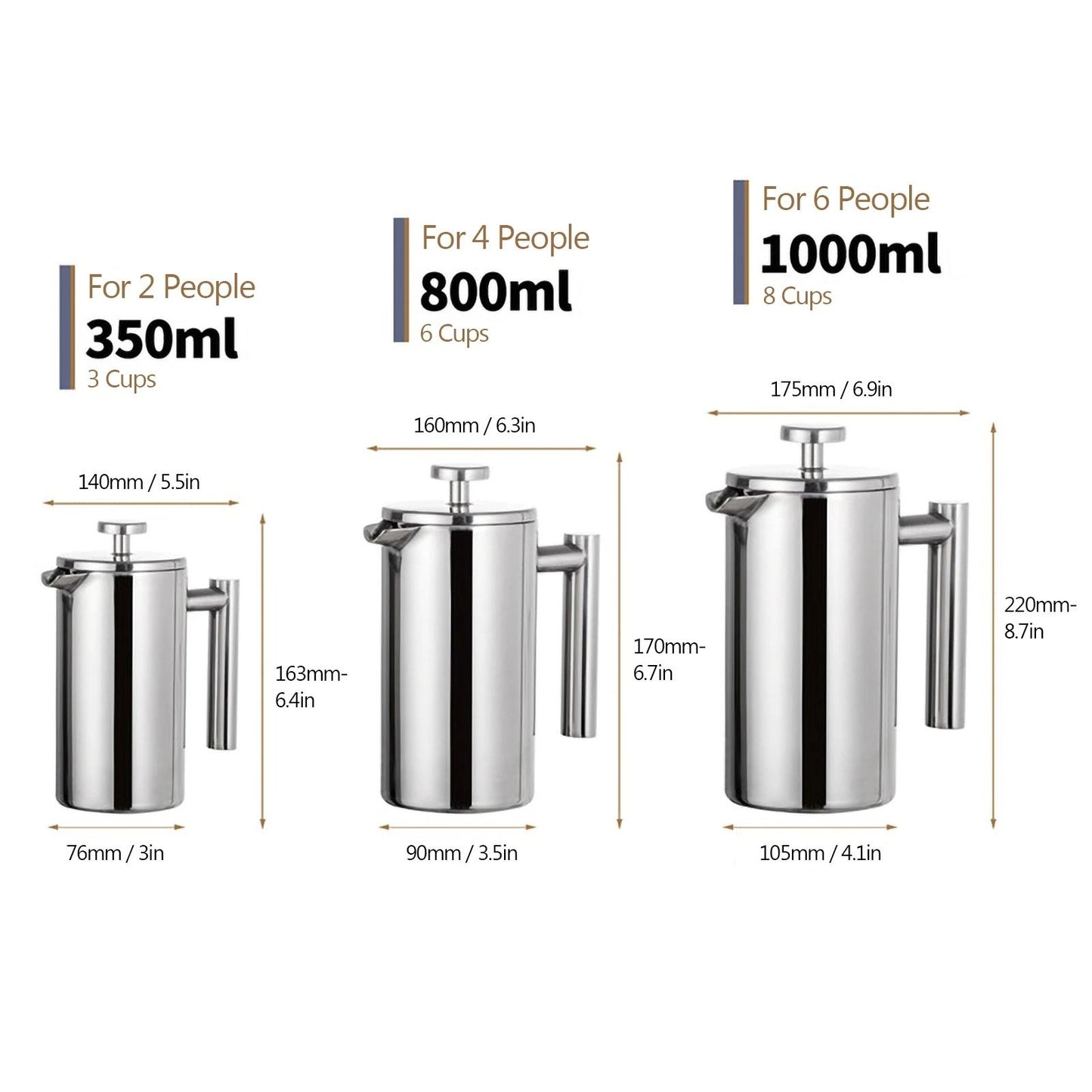 Stainless Steel French Press Coffee Maker Pot 4