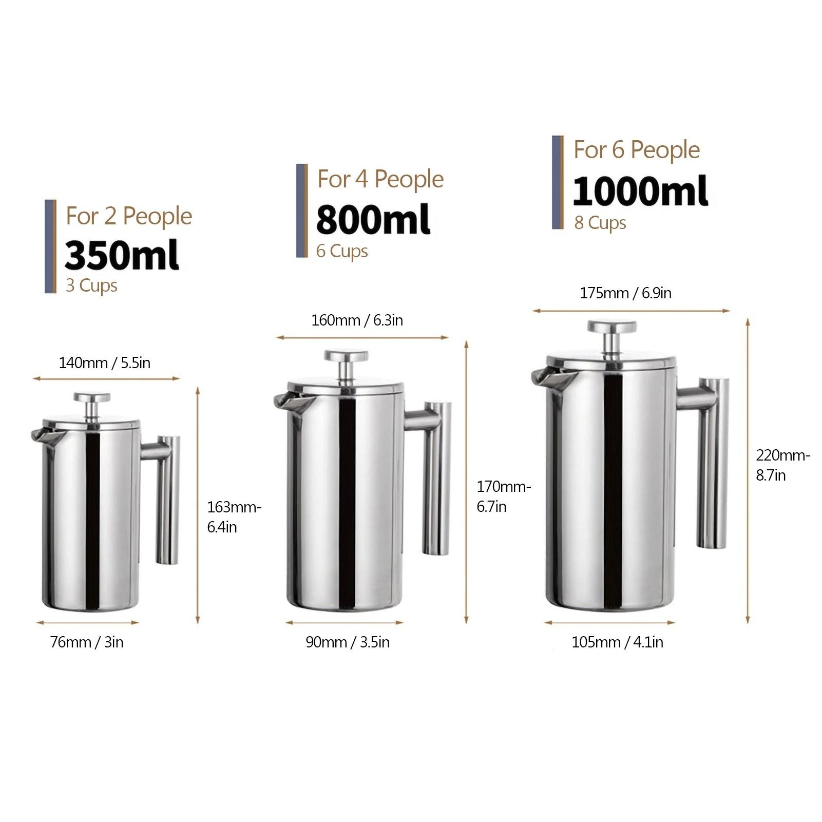 Stainless Steel French Press Coffee Maker Pot 4