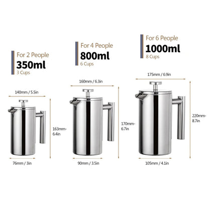 Stainless Steel French Press Coffee Maker Pot 4