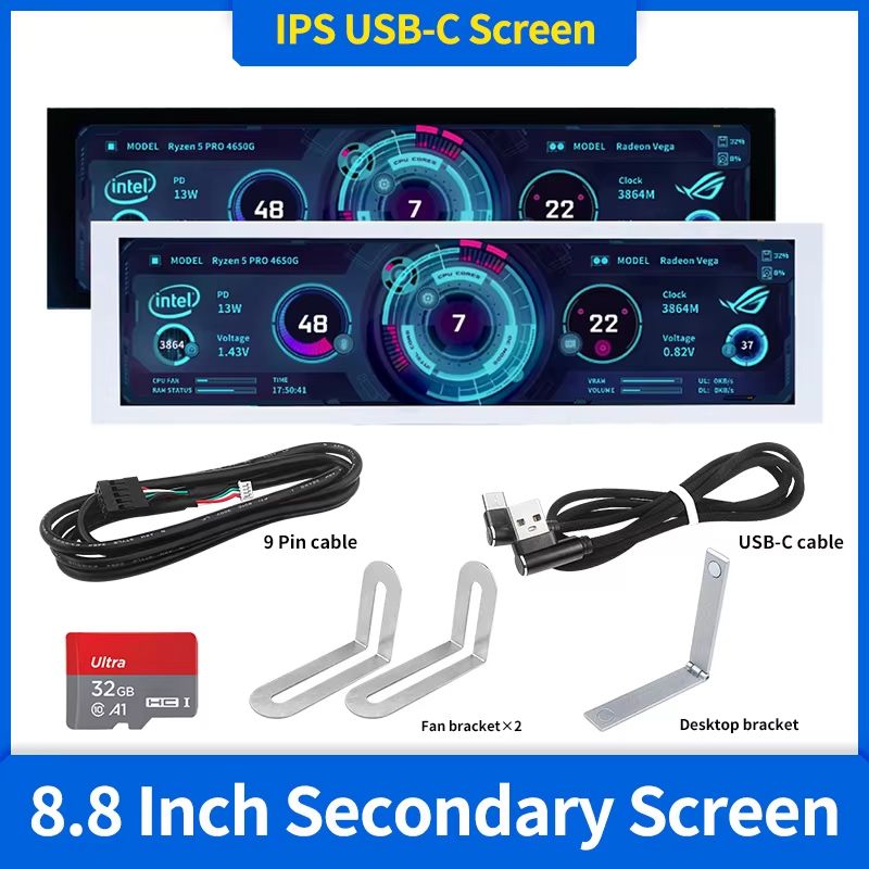 UltraCompact 8.8 inch IPS USB-C Secondary Smart Display – Portable Monitor for Laptop & Desktop