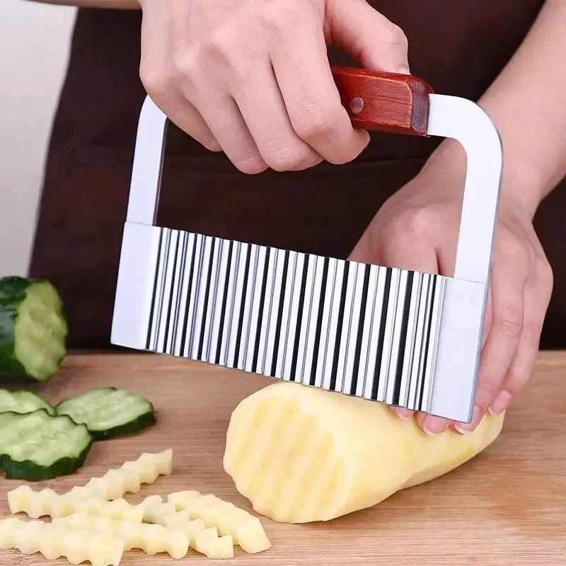 Kitchen Wavy Potato Cutter Stainless Steel Slicer for Vegetables
