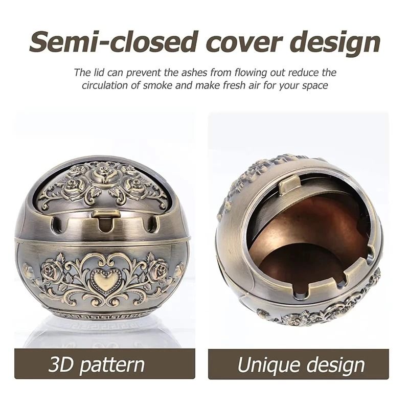 Personalized Ashtray With Lid Windproof Tabletop Decor 1