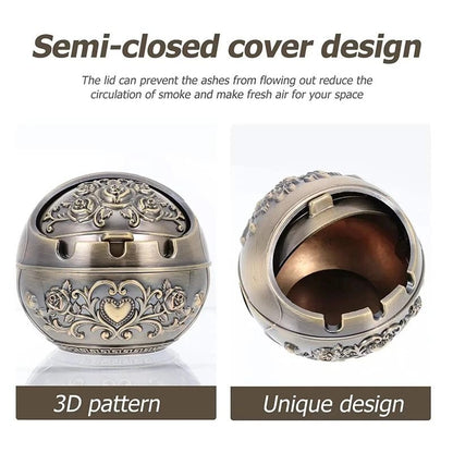 Personalized Ashtray With Lid Windproof Tabletop Decor 1