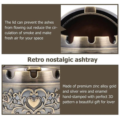 Personalized Ashtray With Lid Windproof Tabletop Decor 2