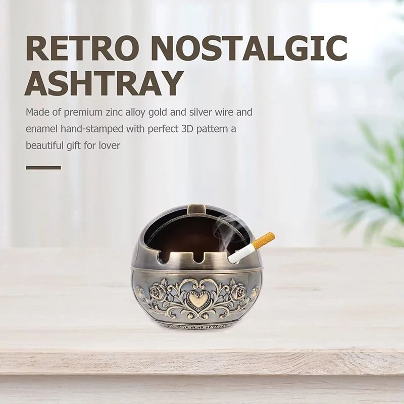 Personalized Ashtray With Lid Windproof Tabletop Decor 3