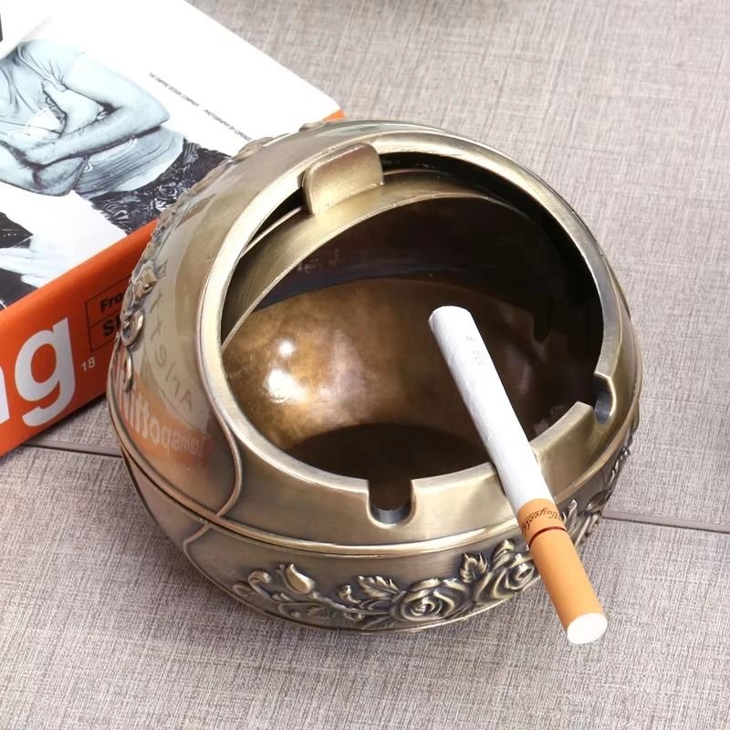 Personalized Ashtray With Lid Windproof Tabletop Decor 5