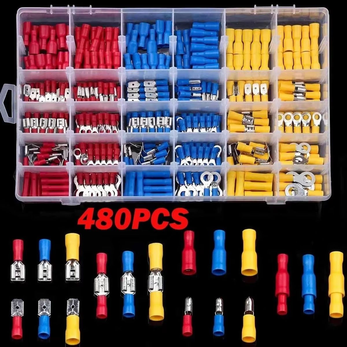 AllInOne Insulated Crimp Terminal Connector Kit  Male  Female Wire Terminal Assortment 7