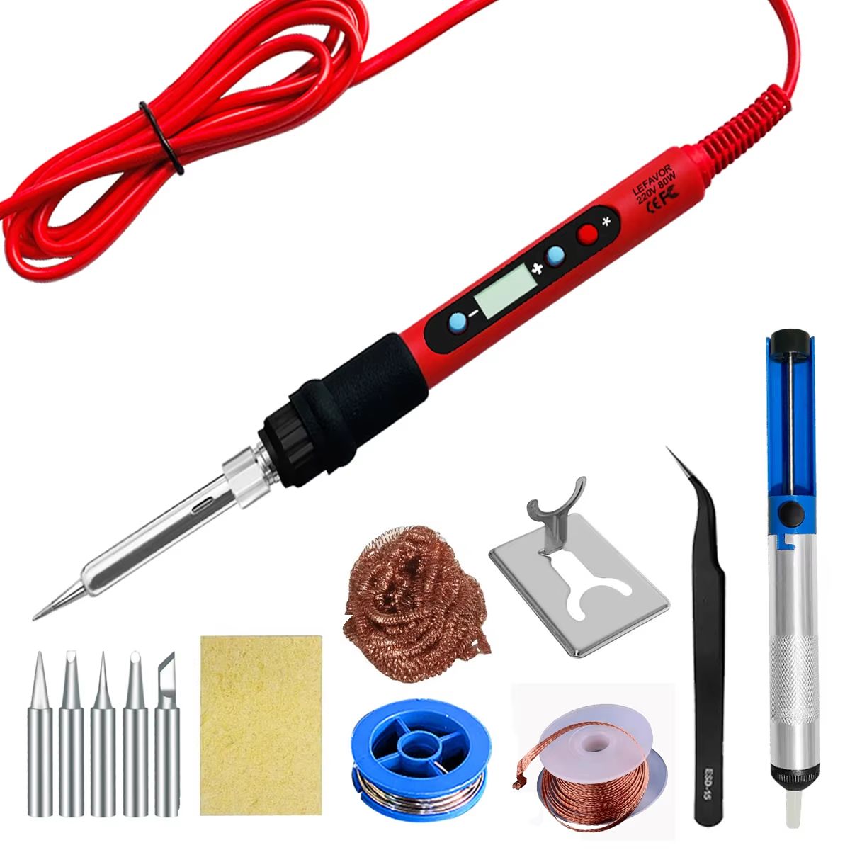 PrecisionPro 80 W Digital LCD Soldering Iron Kit  Adjustable Heat For Electronics  DIY 9