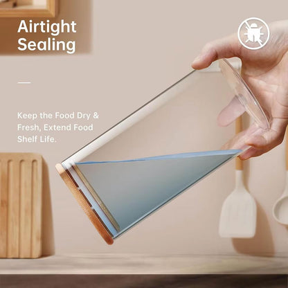 Eco Stack Square Glass Storage Jars With Bamboo Lid  Stylish Airtight Canisters For Coffee Grains   4