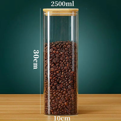 Eco Stack Square Glass Storage Jars With Bamboo Lid  Stylish Airtight Canisters For Coffee Grains   10