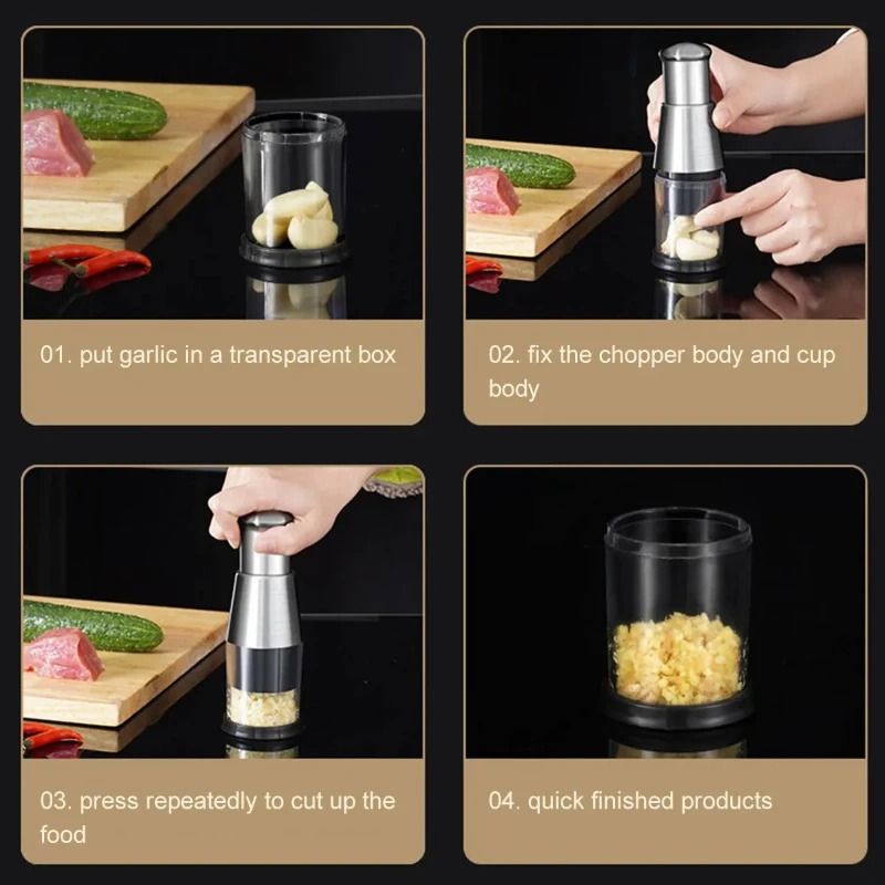 Stainless Steel Garlic Chopper Manual Push Type Kitchen Tool 5