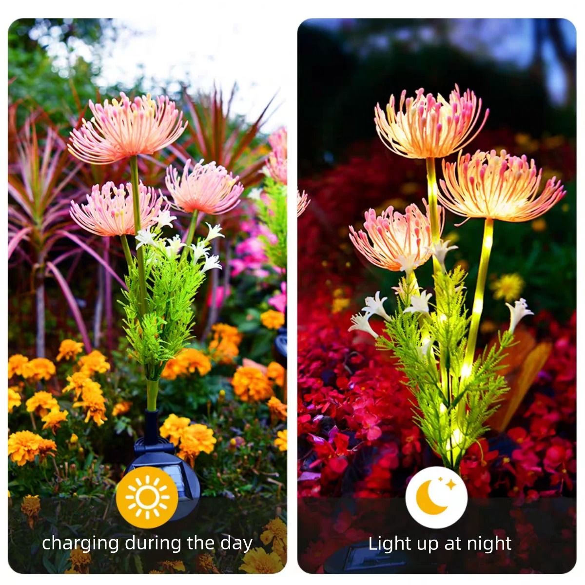 Solar Powered Flower Garden Light For Outdoor Decoration 2