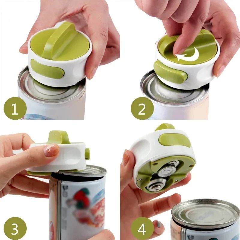 Portable Can Opener Stainless Steel Manual Rotary Cap Screwing Gadget 2