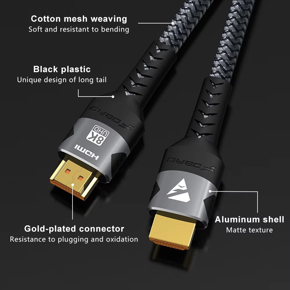 UltraHighSpeed HDMI 21 Braided Cable 4K At 120Hz  8K A60Hz  48 Gbps Transfer  DTSX  HDR10  PS5  Lap 3