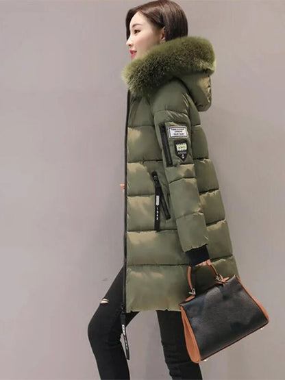 Womens Winter Fur Collar Hooded Parka Coat 10