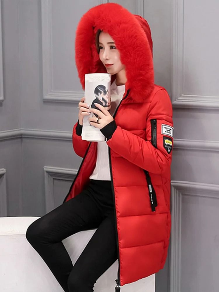 Womens Winter Fur Collar Hooded Parka Coat 6