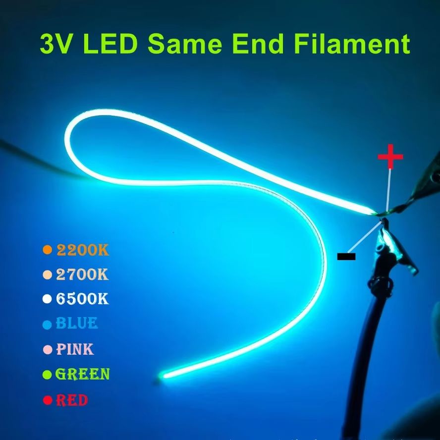 Ultra-Slim Same-End LED Filament Strip – Flexible DC 3 V Lighting Ribbon for Edison Style Decor