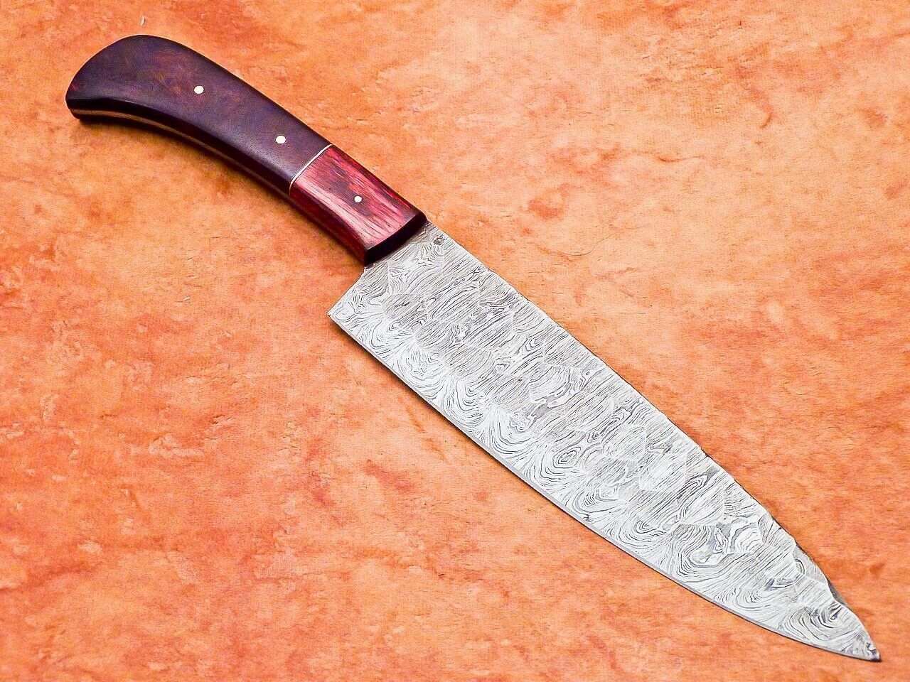 Custom Handmade Damascus Steel Chef Knife  Professional Kitchen Knife With Hardwood Handle 1