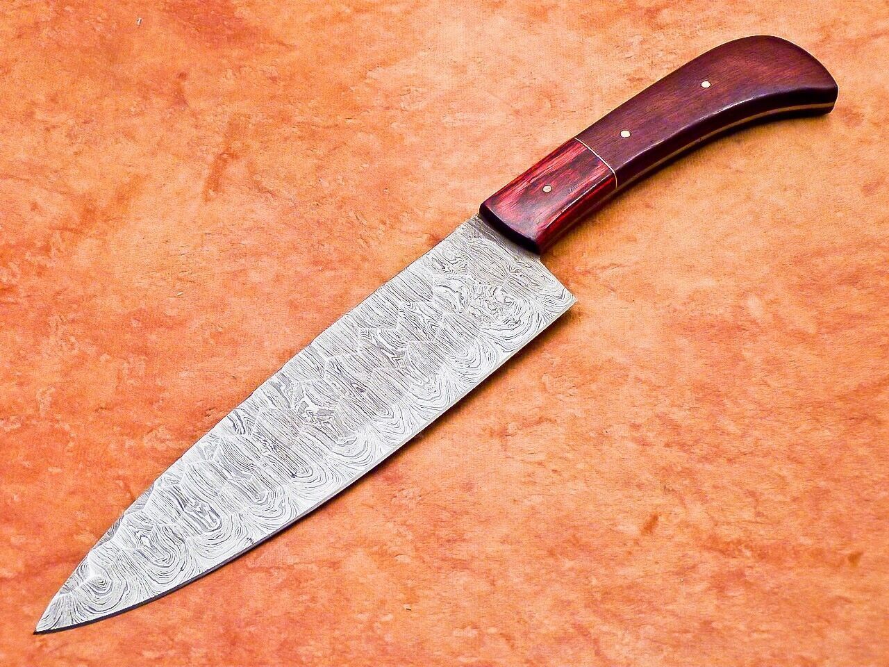 Custom Handmade Damascus Steel Chef Knife | Professional Kitchen Knife with Hardwood Handle