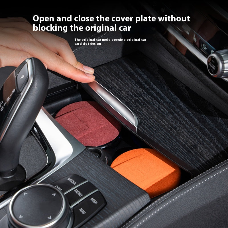 Universal Leather Car Ashtray, with LED Light and Ceramic Liner, for a Simple Light Luxury Feel