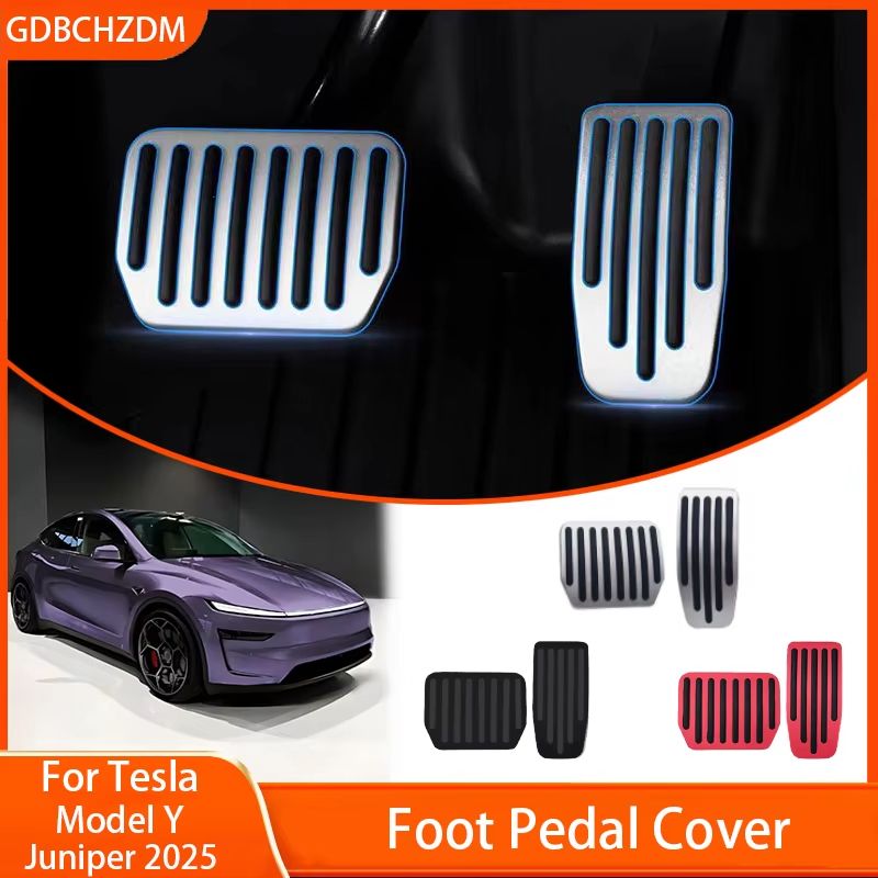 Tesla Model Y Juniper 2025 Performance Pedal Set – Non-Slip Aluminum Foot Covers for Accelerator, Brake, and Rest Pedals