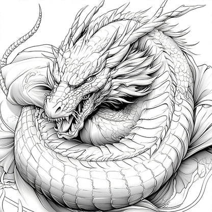 Dragon Coloring Book for Adults, Stress Relief Art Therapy, Fantasy Drawing and Painting Pages for Kids