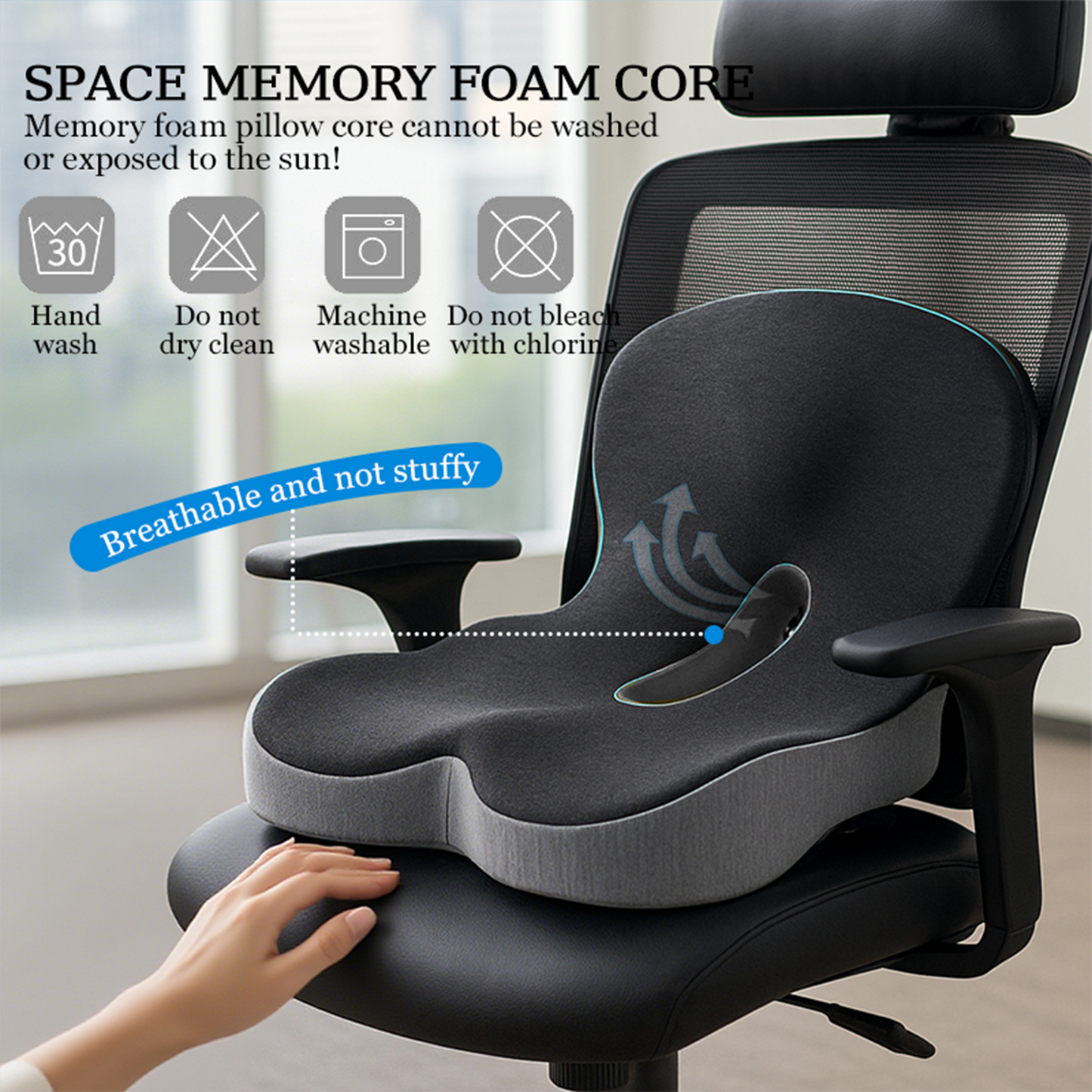 Ergonomic Memory Foam Seat Cushion For Truck Office Car Back Pain And Tailbone Support Sciatica Rel 4