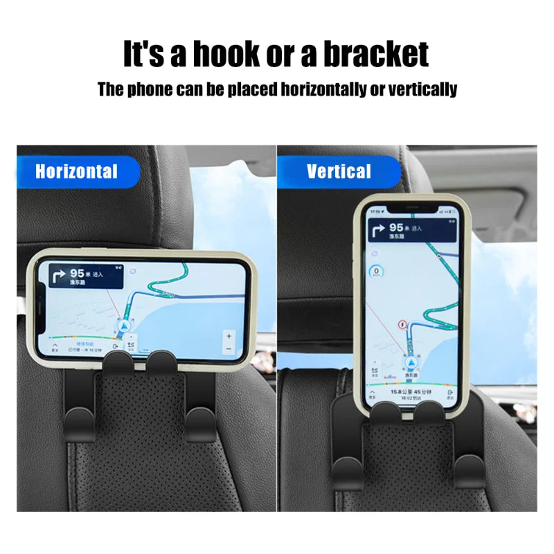 Car Seat Back Hook Organizer Double Head Phone Hanger Multifunctional Headrest Hook Hanging Bag Car 3