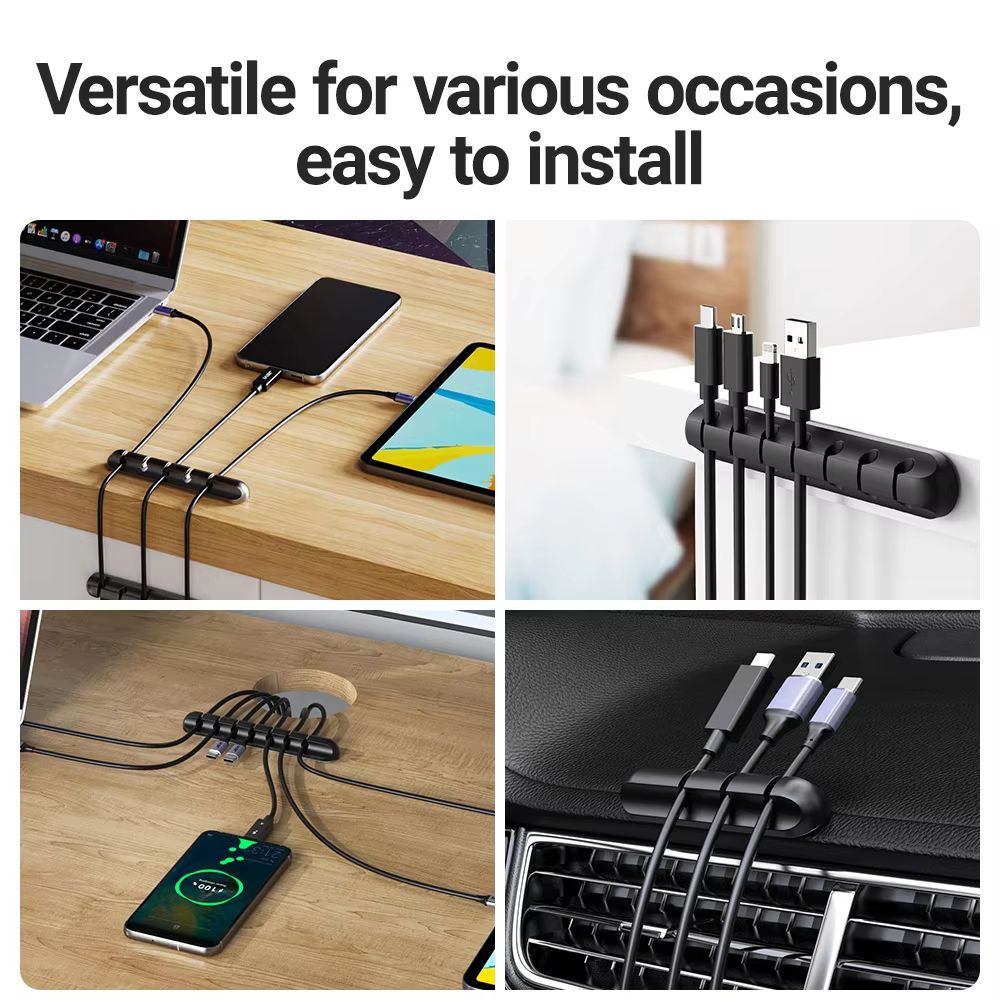 Adhesive Cable Holder Clips Cord Management Wire Organizer For Desktop USB Charging Cable Nightstan 1