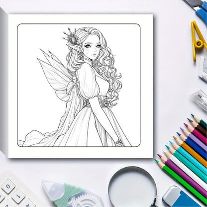 Adult Coloring Book, Watercolor Creativity, Butterfly Fairy, Art Elf Wings Doodle