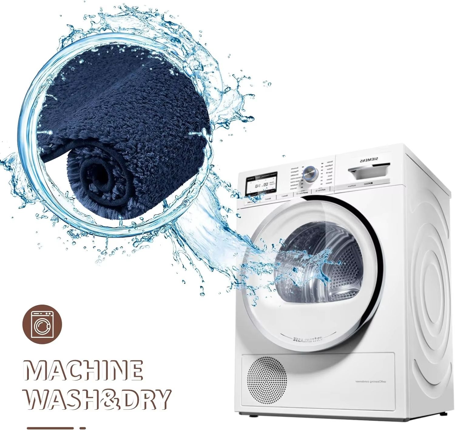 UltraAbsorbent AntiSlip Bathroom Mat  Thick LongHair MachineWashable Toilet Rug 5