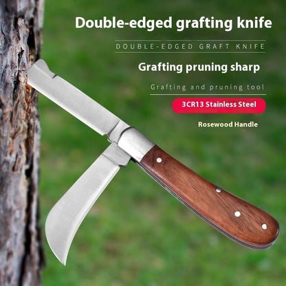 Professional Garden Grafting Tools, Folding Grafting Knife, Wooden Handle Fruit Tree Pruning Cutter Knife