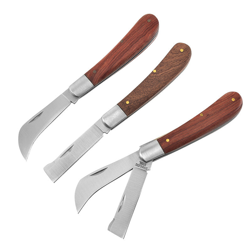 Professional Garden Grafting Tools, Folding Grafting Knife, Wooden Handle Fruit Tree Pruning Cutter Knife