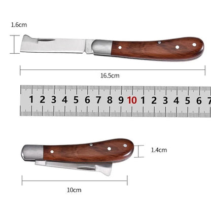 Professional Garden Grafting Tools, Folding Grafting Knife, Wooden Handle Fruit Tree Pruning Cutter Knife