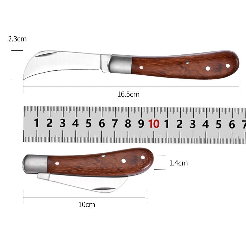 Professional Garden Grafting Tools, Folding Grafting Knife, Wooden Handle Fruit Tree Pruning Cutter Knife