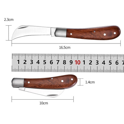 Professional Garden Grafting Tools, Folding Grafting Knife, Wooden Handle Fruit Tree Pruning Cutter Knife