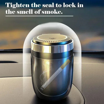 LED Car Ashtray, Portable Cup Holder Ashtray with Automatic Light, in Black, Blue, Red
