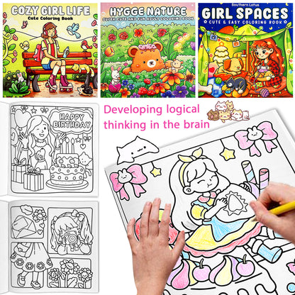 Girls Themed Colouring Book, A Comfortable Space to Paint, Picture Book Mobile, Childrens Coloring Book