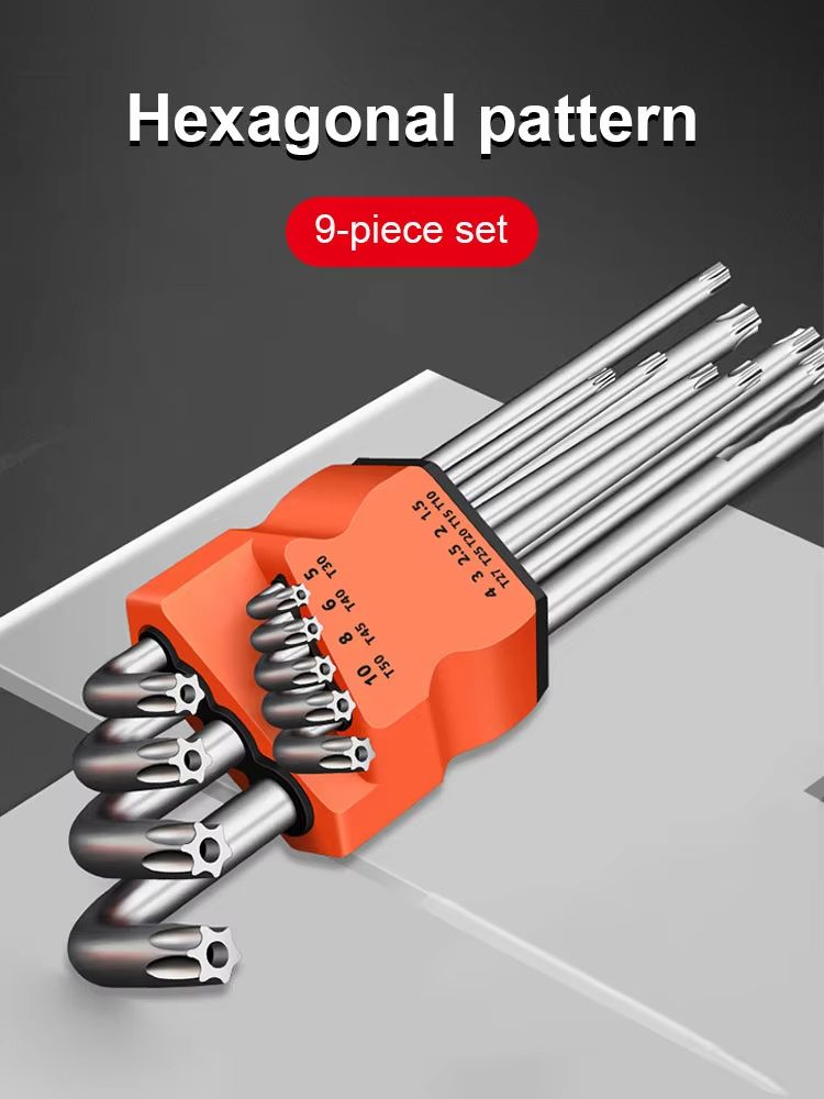 9-Piece Dual-End L-Type Torx Star Wrench Set – Precision Plum Blossom Allen Keys for Hand Repair