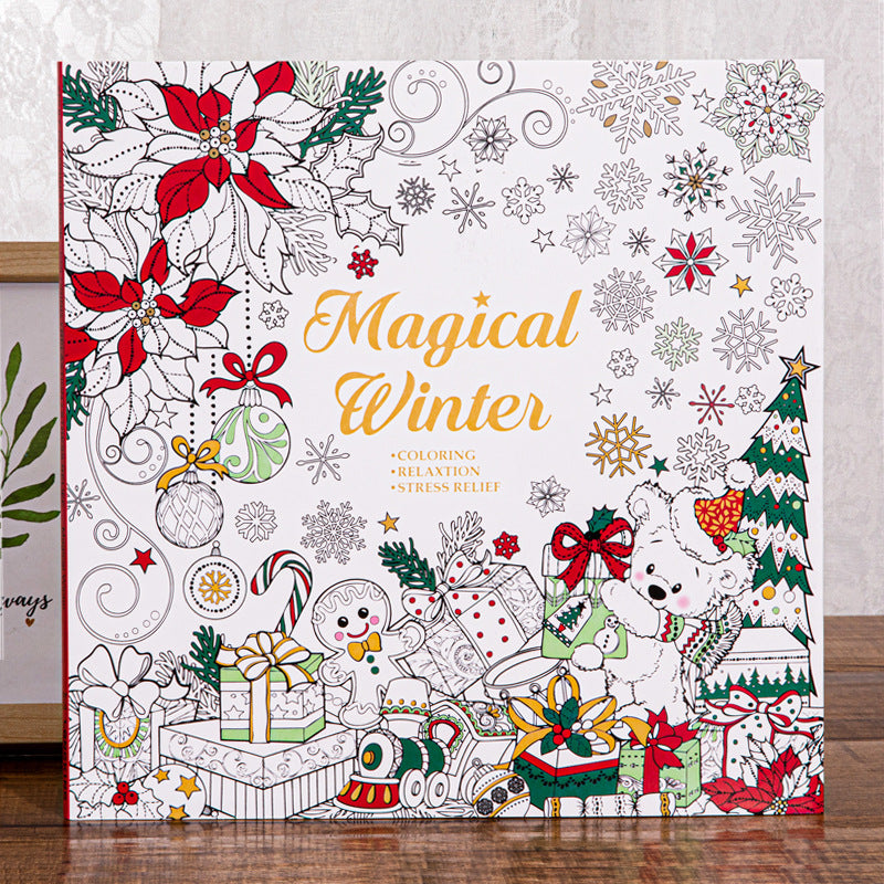 Magical Winter Coloring Book, for Stress Relief and Relaxation, Christmas and Winter Theme Graffiti Drawing Book