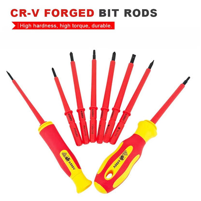 10Piece VDE Insulated Interchangeable Blade Screwdriver Set With Magnetic Tips  500V Rated Includes 1