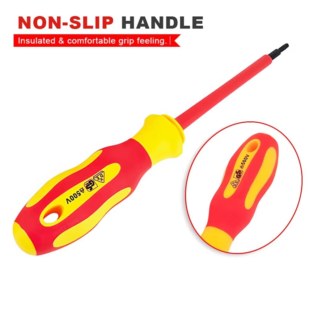 10Piece VDE Insulated Interchangeable Blade Screwdriver Set With Magnetic Tips  500V Rated Includes 2