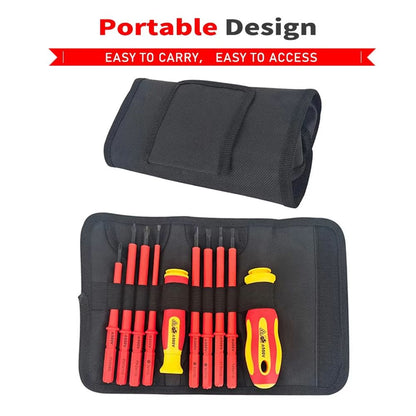 10Piece VDE Insulated Interchangeable Blade Screwdriver Set With Magnetic Tips  500V Rated Includes 5